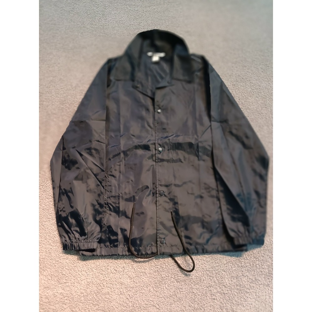 NWOT Team 365 Coaches Jacket Men L Black Golf‎ Windbreaker Snap Drawcord Hem